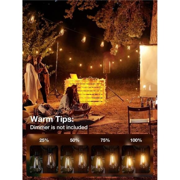 150 FT (3x50FT) Outdoor String Lights,Waterproof Patio Lights ETL ListedLED Bulb - Picture 5 of 7
